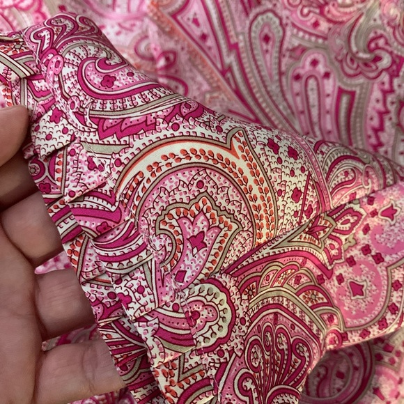 Doncaster Silk Button Shirt Paisley Ruffle - Picture 5 of 8